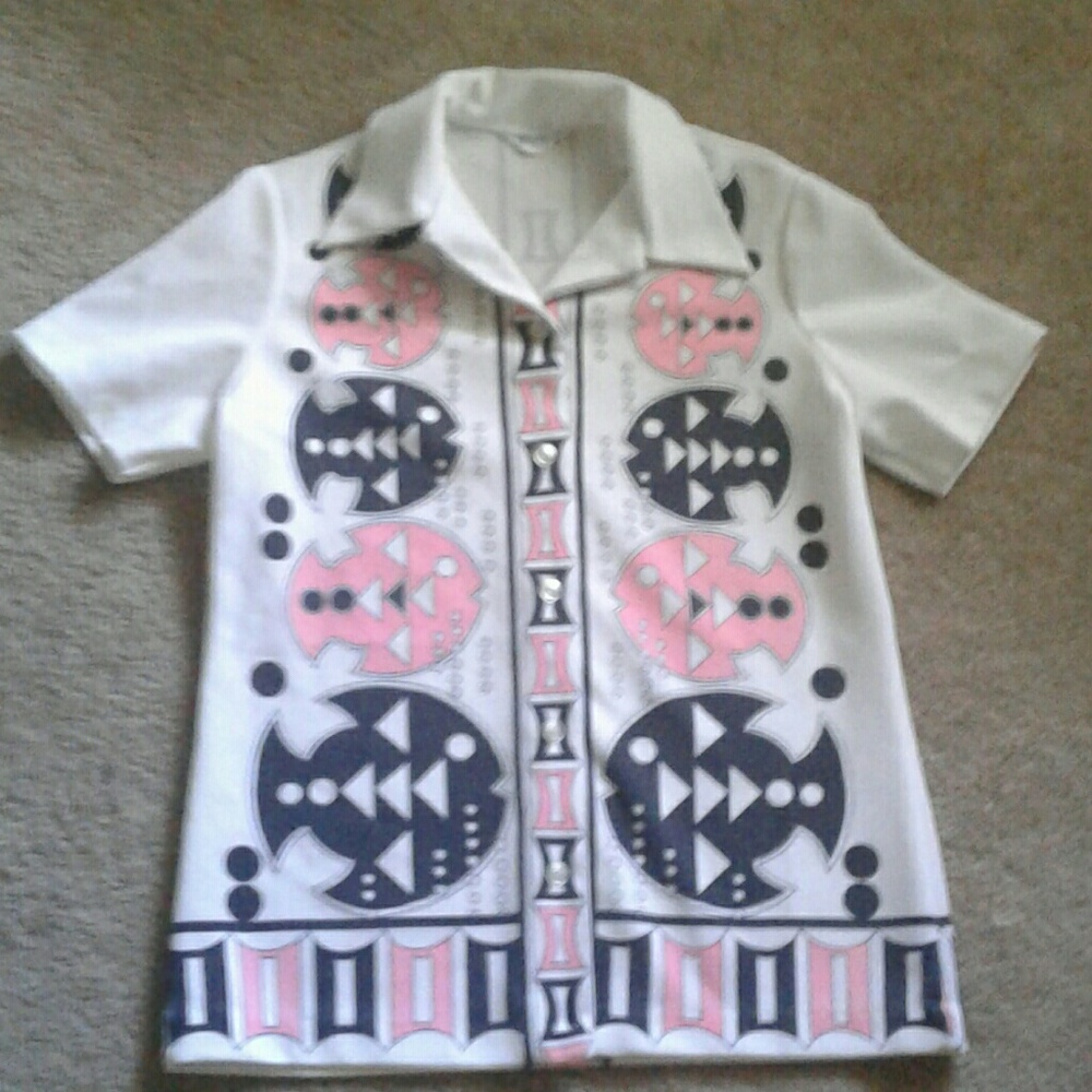 Vintage Retro Psychadelic Mod Fish Button Up Shirt