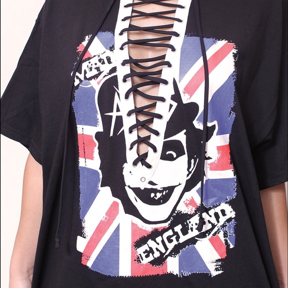 Lace Up T Shirt Dress - Picture 2 of 3