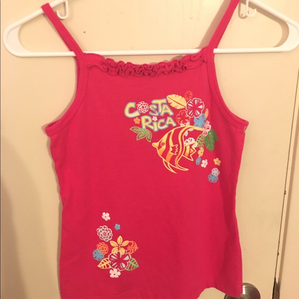 Cute Hot Pink Tank-Top W/Glittery Floral Design