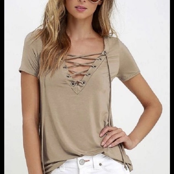 Tops - Bandage Womens Loose Pullover T Shirt V-Neck Short