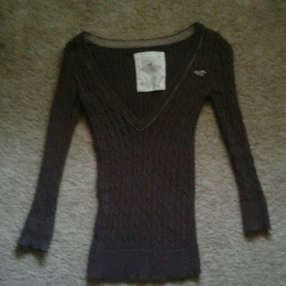 Warm Deep V neck Brown Hollister Sweater