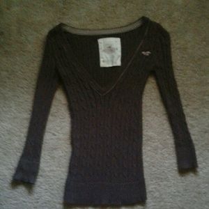 Warm Deep V neck Brown Hollister Sweater