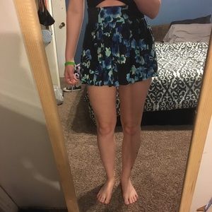 Blue and black floral skirt