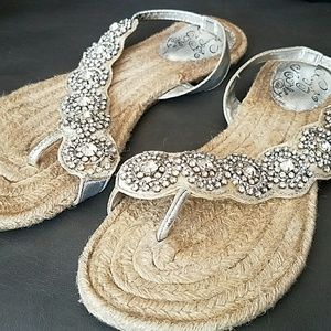 Rhinestone embellished sandals by Naughty Monkey
