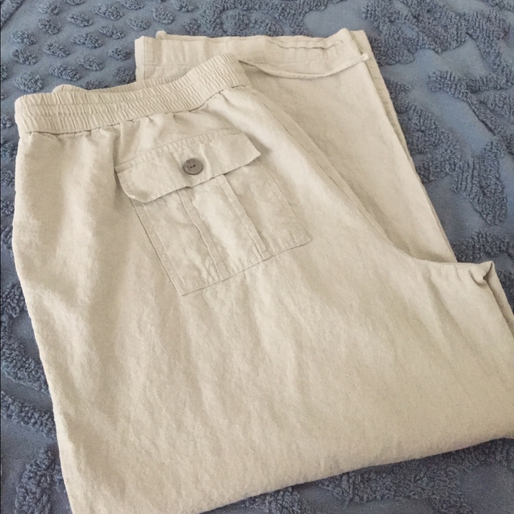 Fashion Bug khaki linen pants with pockets