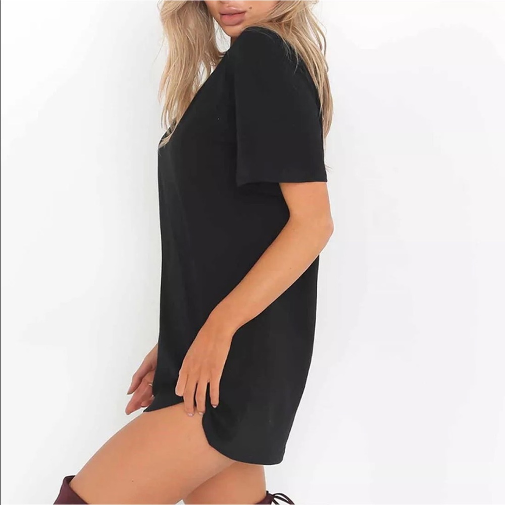 Choker V-Neck T-Shirt Dress / Boyfriend Shirt - Picture 4 of 7