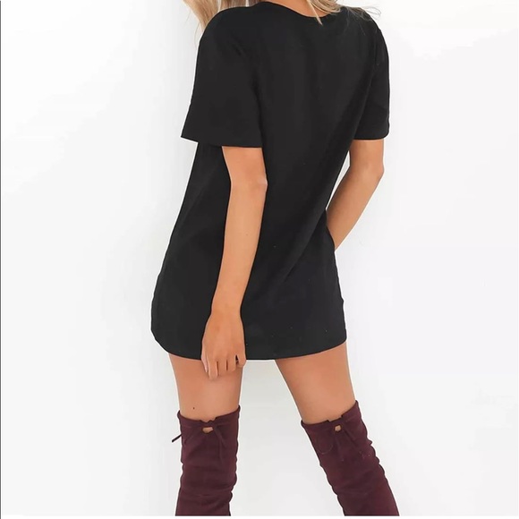 Choker V-Neck T-Shirt Dress / Boyfriend Shirt - Picture 3 of 7