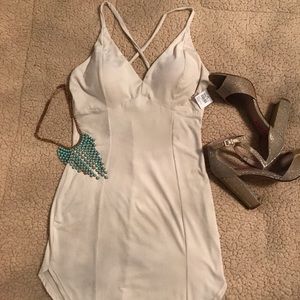 Cream suede mini dress