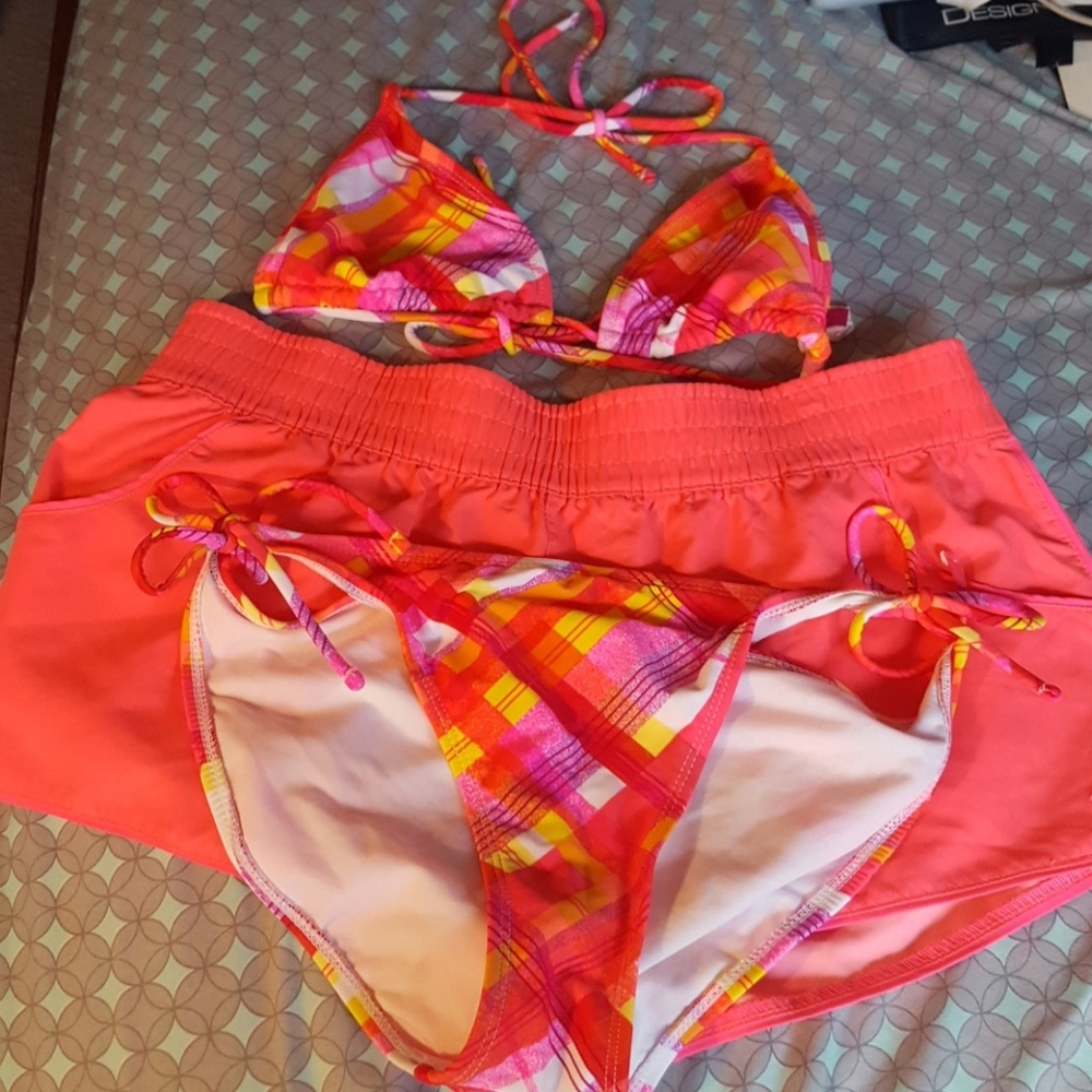 OP bathing suit and shorts