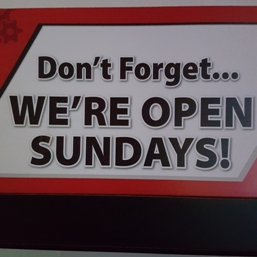 Sundays or any days.... We're Open... C'mon in!