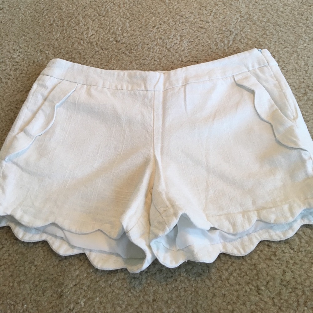 White Scalloped Shorts with Lining