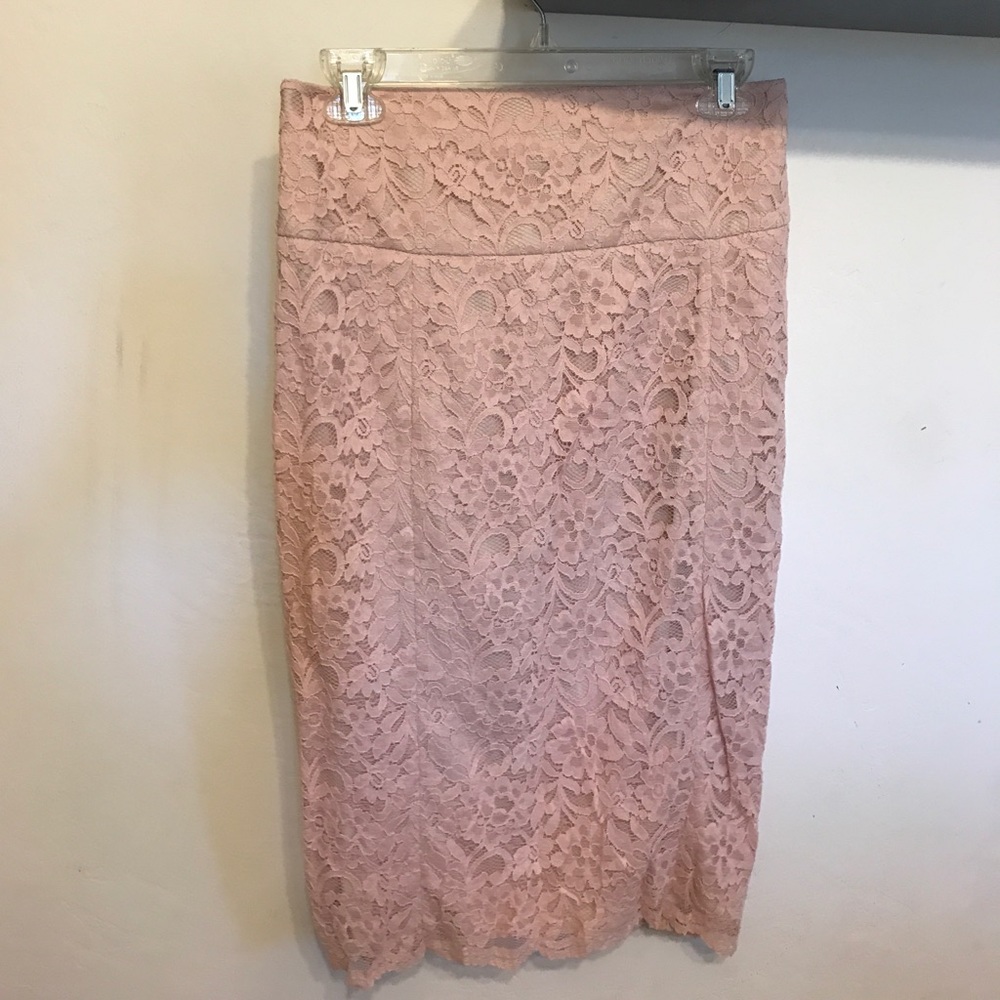 Express lace midi pencil skirt