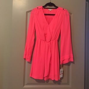 Gianni Bini neon pink long sleeve dress