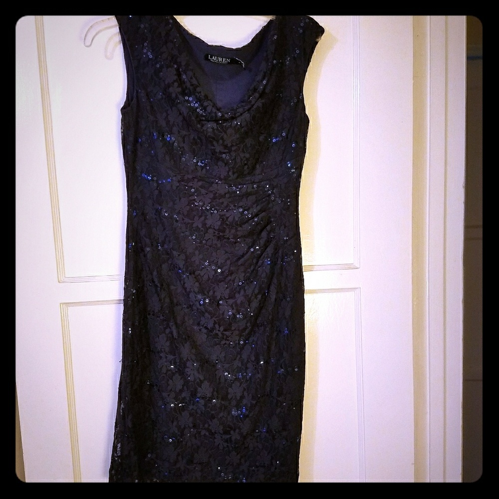 Lauren dress in Navy lace and sequins