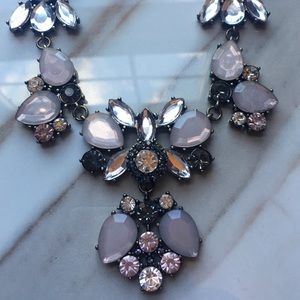 Pink and Grey Jeweled Statement Necklace