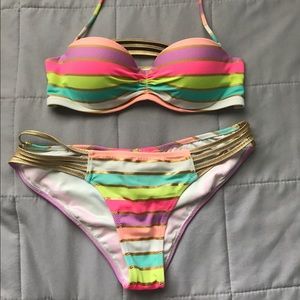 Victoria's Secret Bikini Set Top 32B Bottoms Small