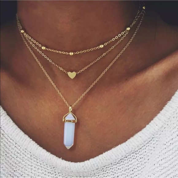 Urban Outfitters Jewelry - Moon stone Opal triple layer choker necklace