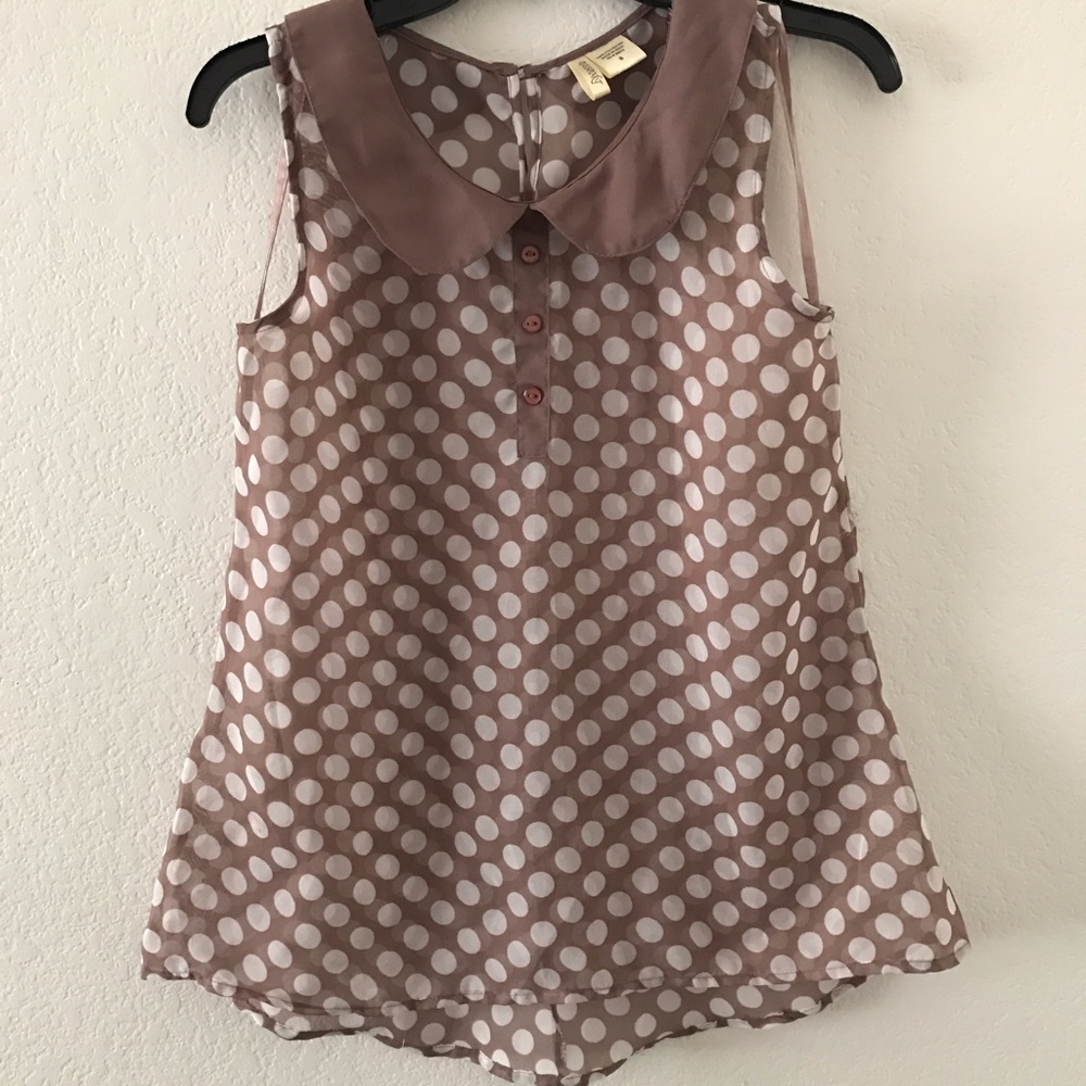 White and beige polka dot blouse