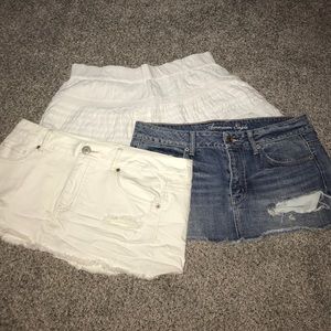 3 mini skirts...2 American Eagle and 1 Roxy