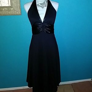 Black Halter Below Knee Sexy Party Dress L