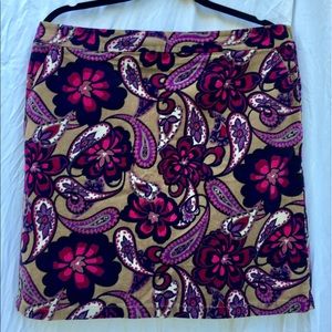 Ann Taylor Corduroy Paisley pink/purple midi skirt