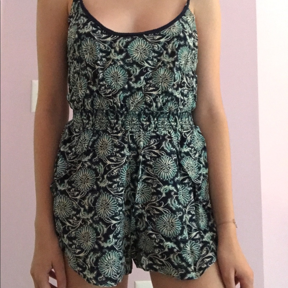 Turquoise Floral Romper