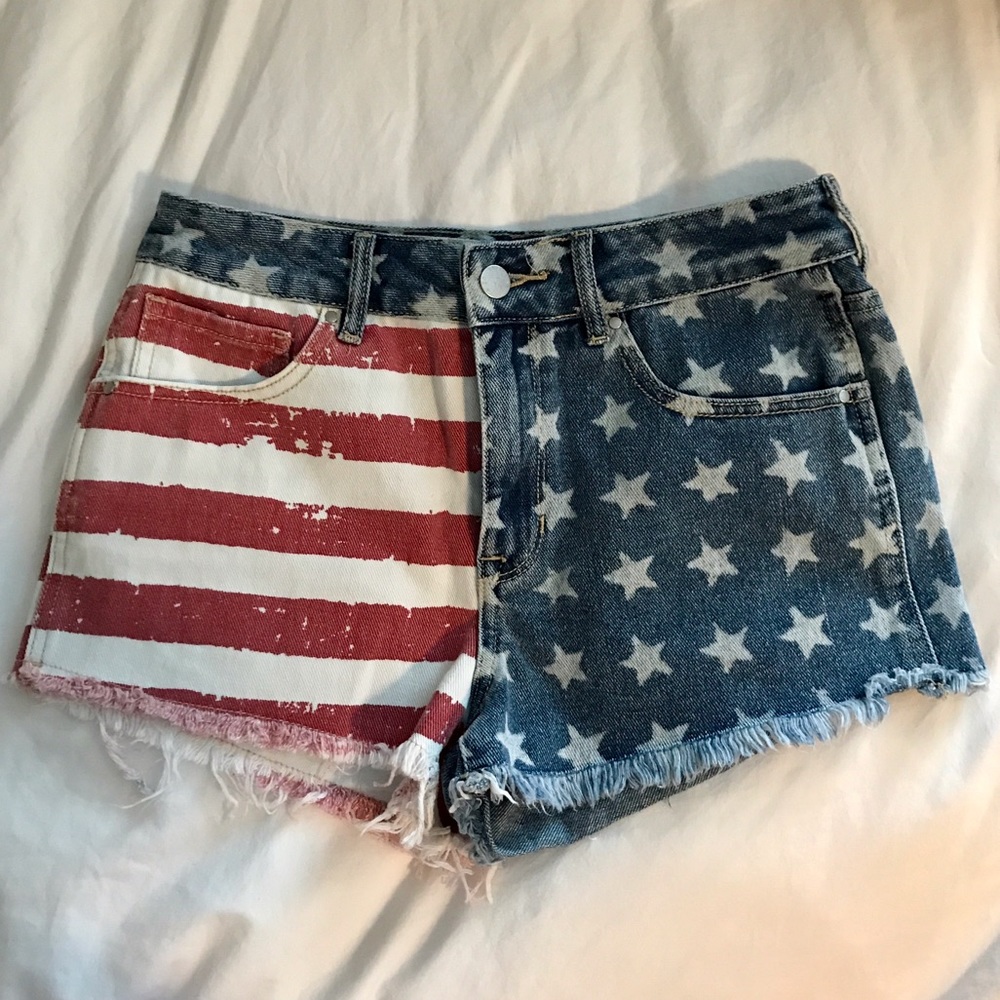 American flag jean shorts