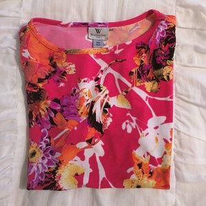 Pink & Flowered Short Sleeve Shirt