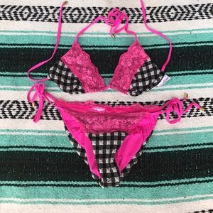 Beach Riot Checkered & Lace Bikini