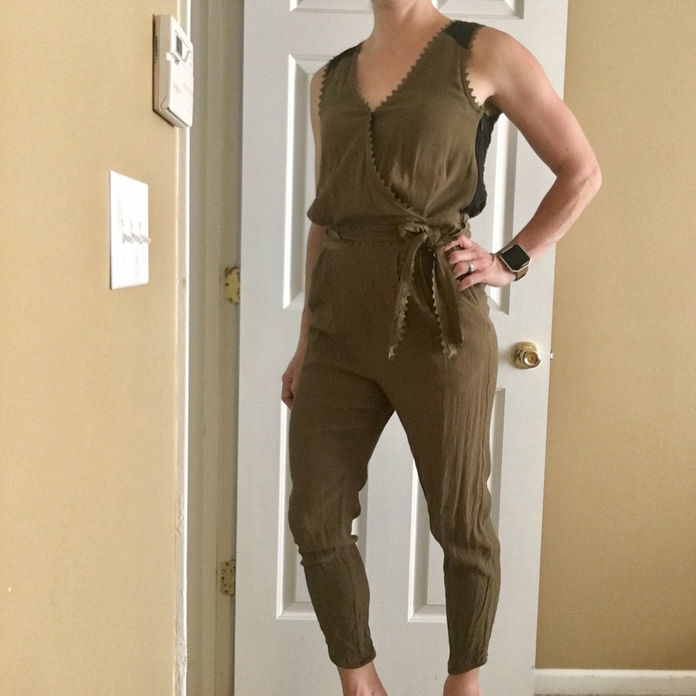 Anthropologie cropped jumpsuit.