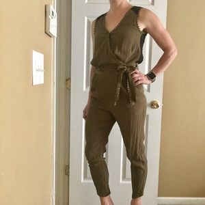 Anthropologie cropped jumpsuit.