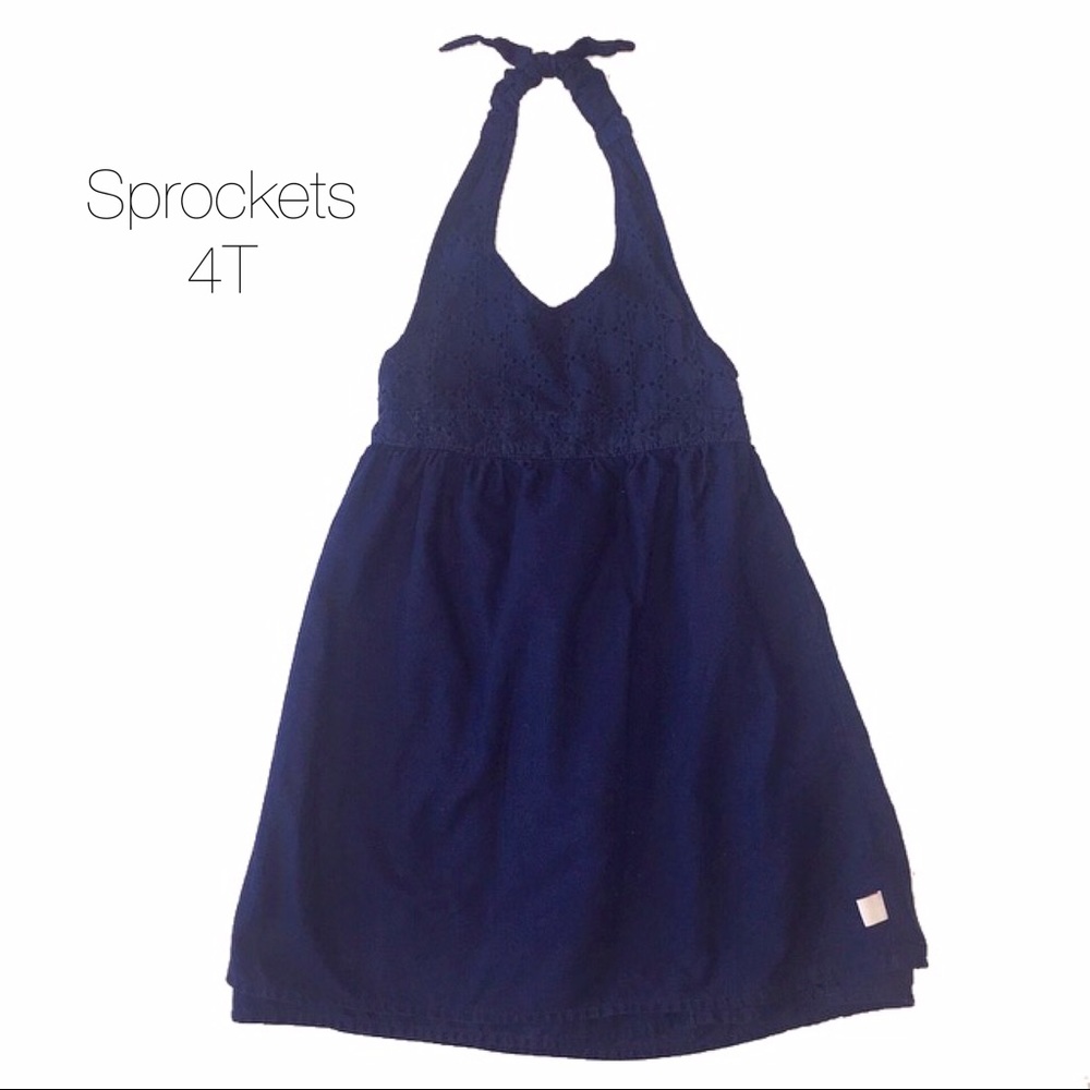 Sprockets Navy Blue Eyelet Halter Top Dress 4T