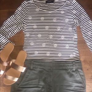 •THE LIMITED• B&W striped 3/4 sleeve shirt