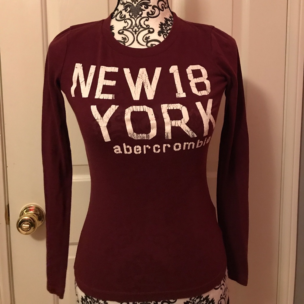 Maroon-Colored Abercrombie Kids Long Sleeve Shirt
