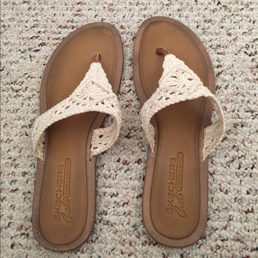 White Skechers sandals- Women's size 10