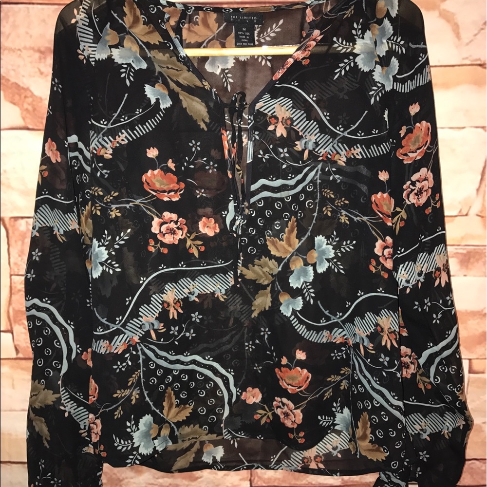 The limited floral silk long sleeve Blouse Medium