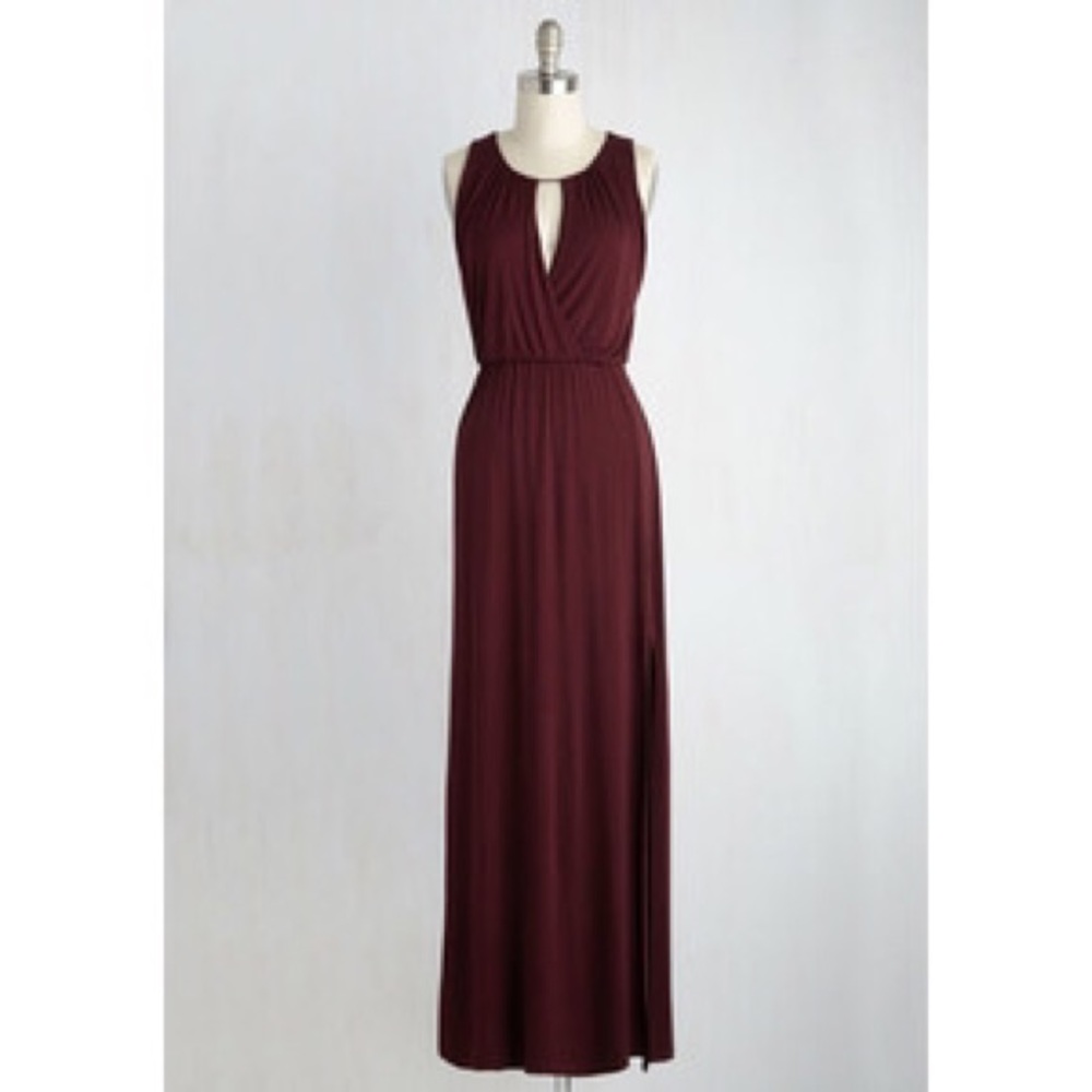 Stunning Long Red ModCloth Dress with Side Slit
