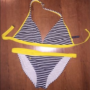 Ralph Lauren Bikini - Black White Stripe w/ Yellow