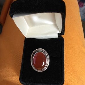 Carnelian cut stone in Sterling, 6