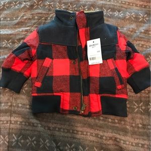Brand New Osh Kosh Navy Blue /Red Plaid Jacket