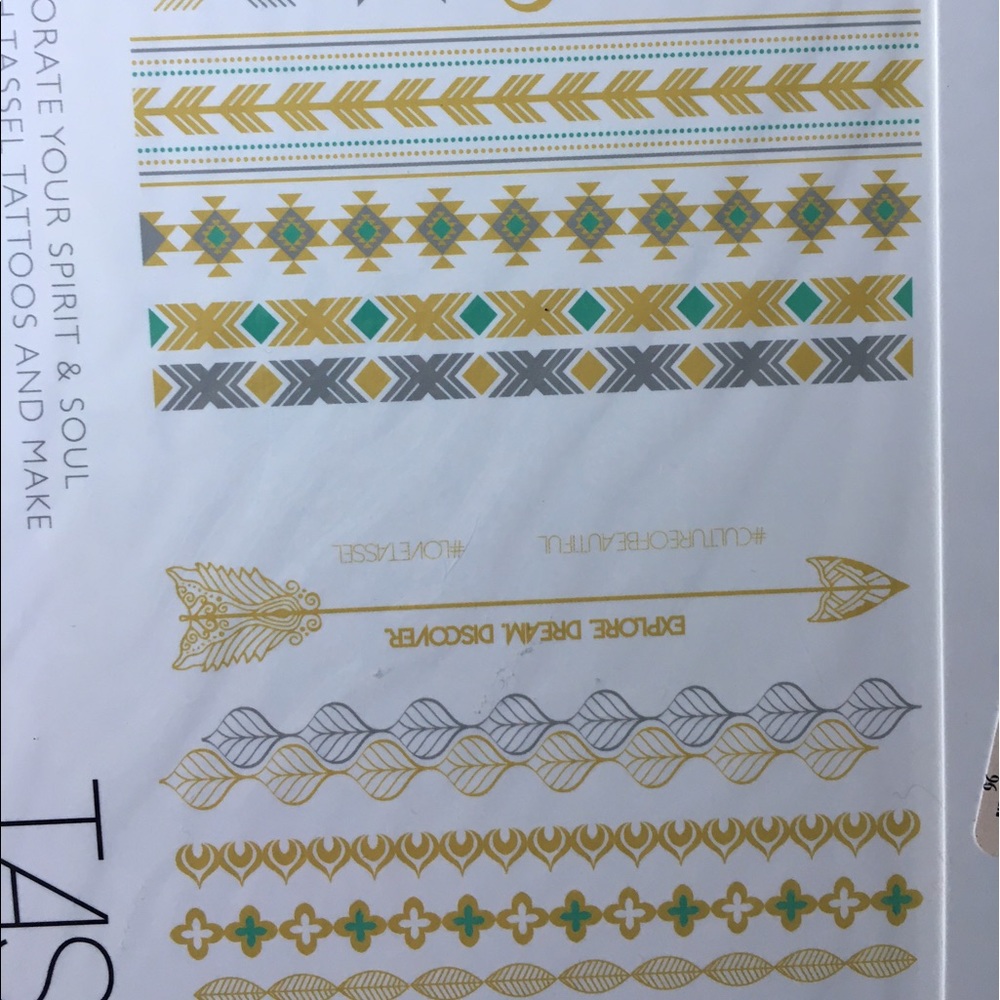 Flash tattoos- gold temporary tattoos.