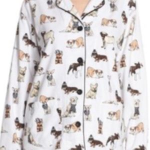 PJ Salvage antique white flannel pajamas Sz L Dogs