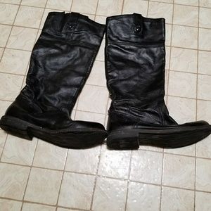 Black leather riding boots