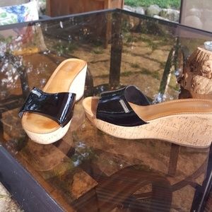 Patent leather wedges