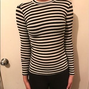 Black and white strip sleeve shirt