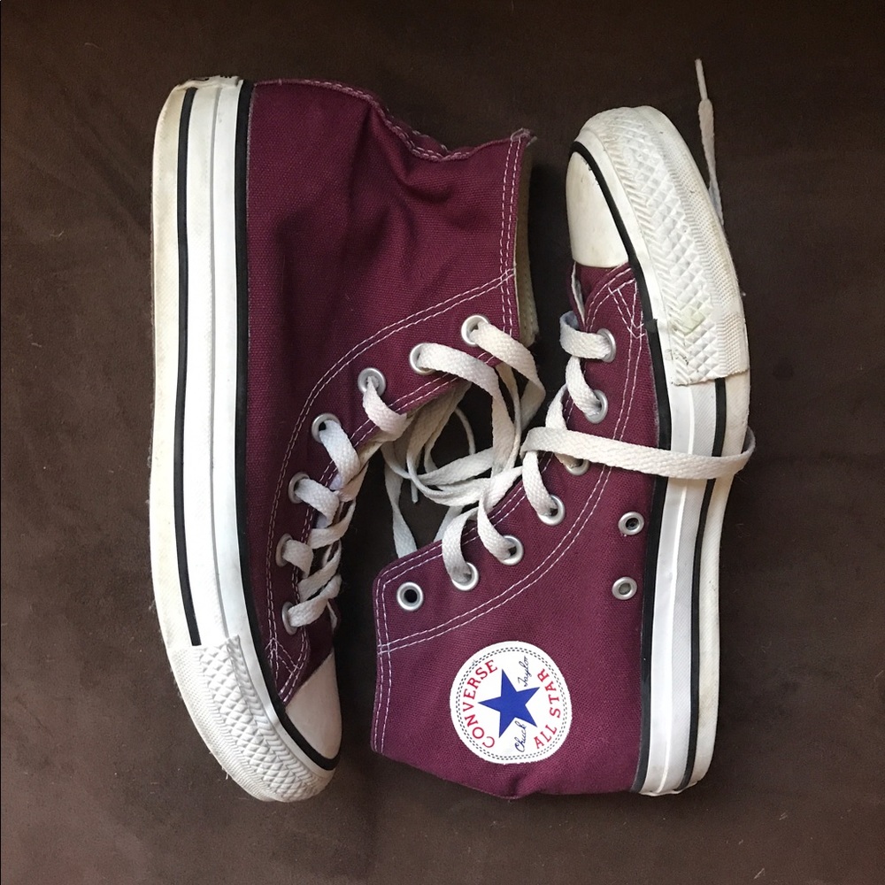 Maroon Converse All-Star high top sneakers