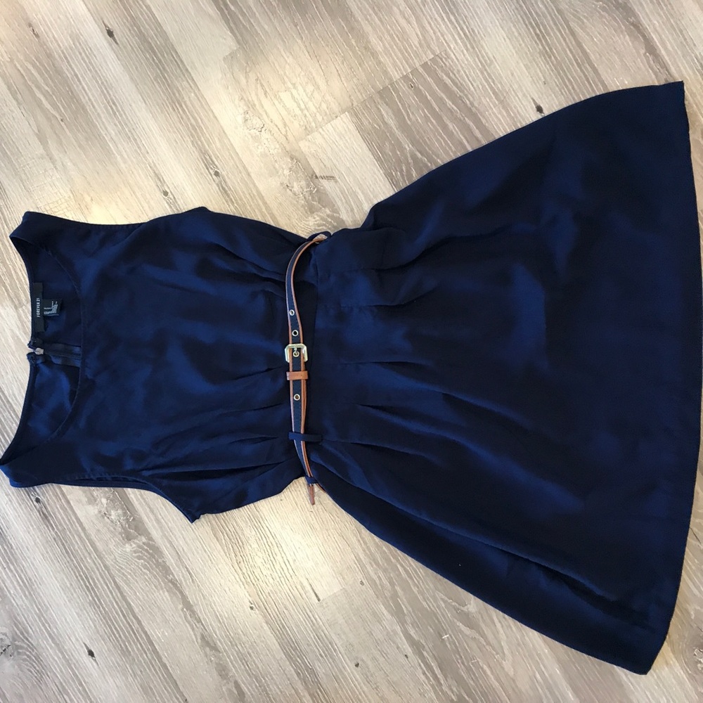 Navy Blue Pleated Dress