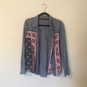 Free People Button down Shirt with Scarf Detail M