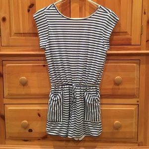 Blue and white romper