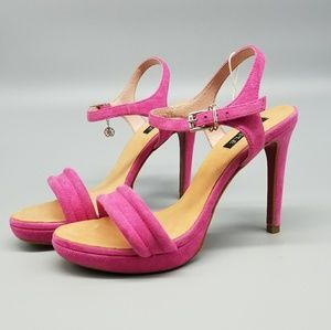 Pink Suede High Heel Sandals